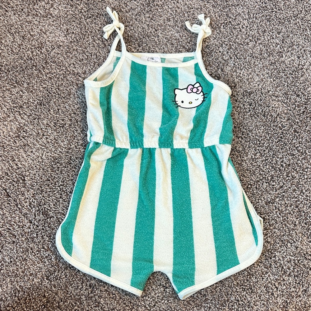 Hello Kitty Grayson Mini Green and Cream Striped Romper